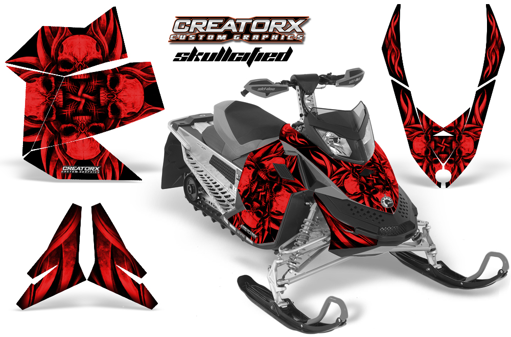 Skidoo REV XP Graphics Kit Skullcified Red Flat - Copy